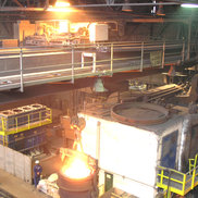 An Energy Guiding Chain in use on a process crane in the Metallurgy industry